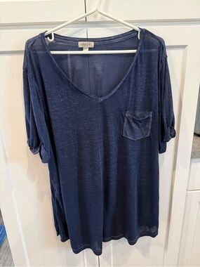 Style & Co. Navy V-Neck Pocket Tee